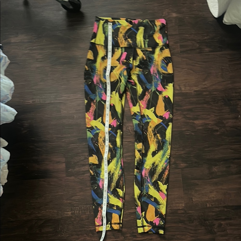 Lululemon Athletica Yellow and Pink Dynamic Leggings